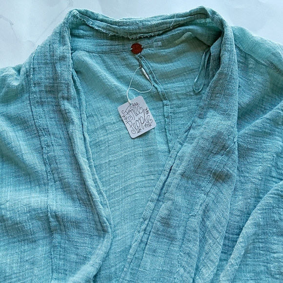Free People | Raw Edge Sky Blue Beach Cover | S/M - Picture 2 of 7